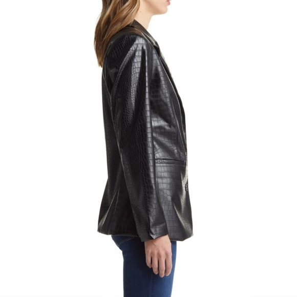 NWT Halogen Black Faux Leather Blazer Size XS - Picture 5 of 10